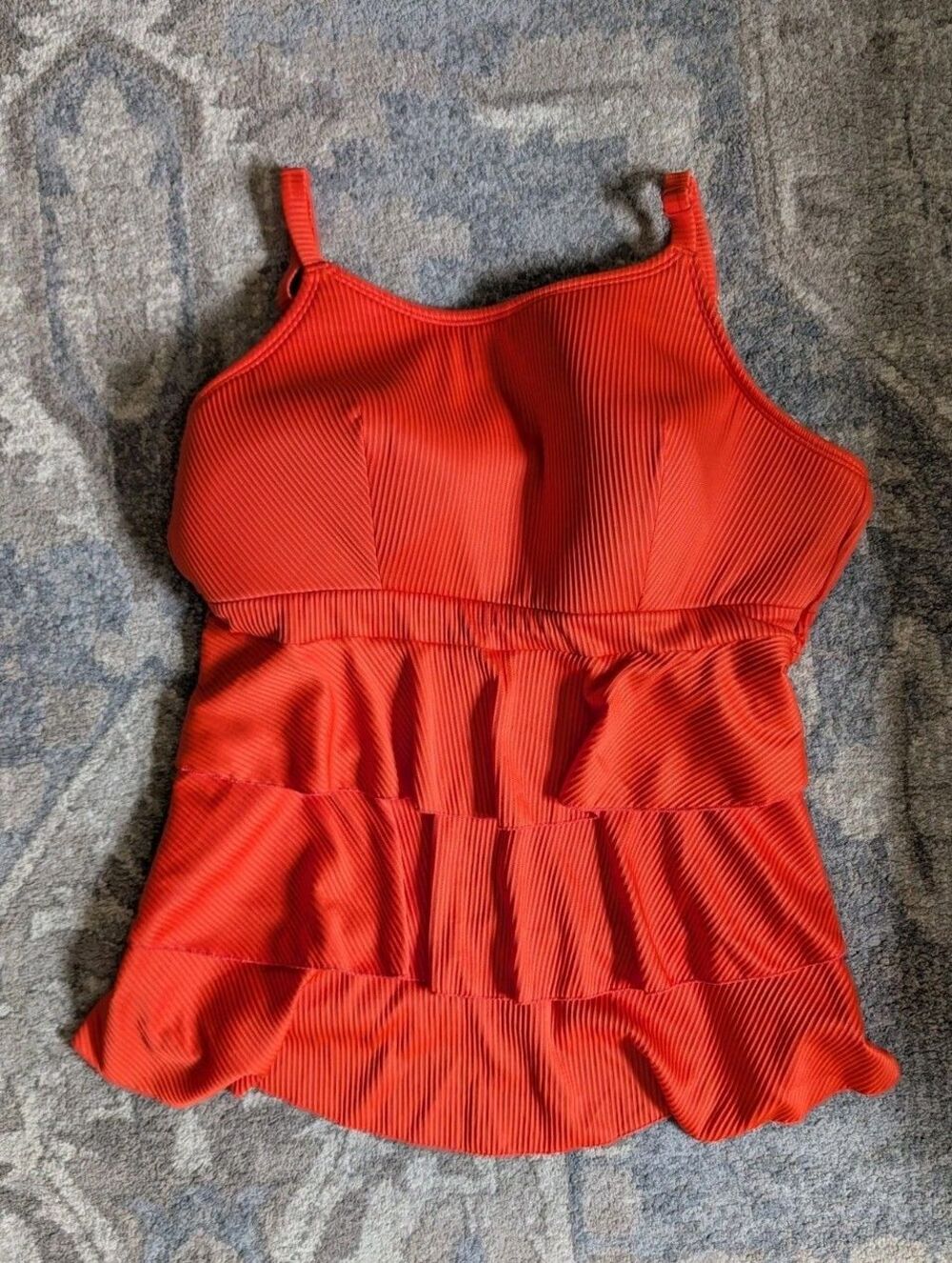 Cacique Lane Bryant Swim Top Size 20 Tankini Plus Top Orange Colorful Beach Sun